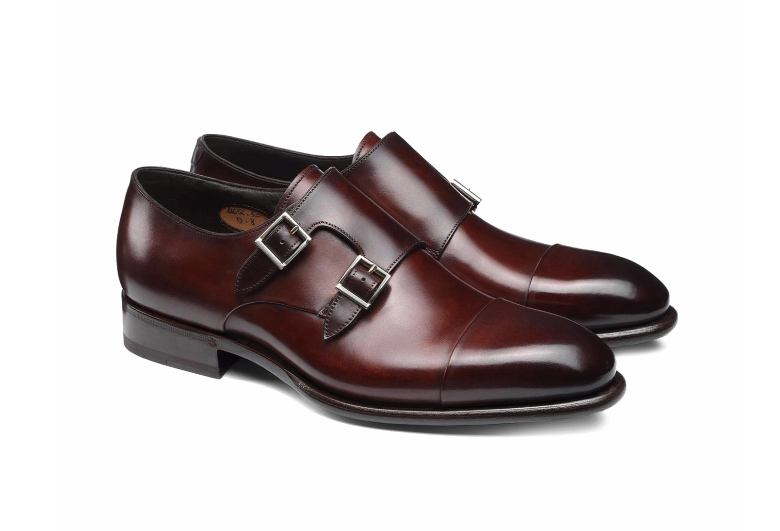 Men's red leather double-buckle shoe