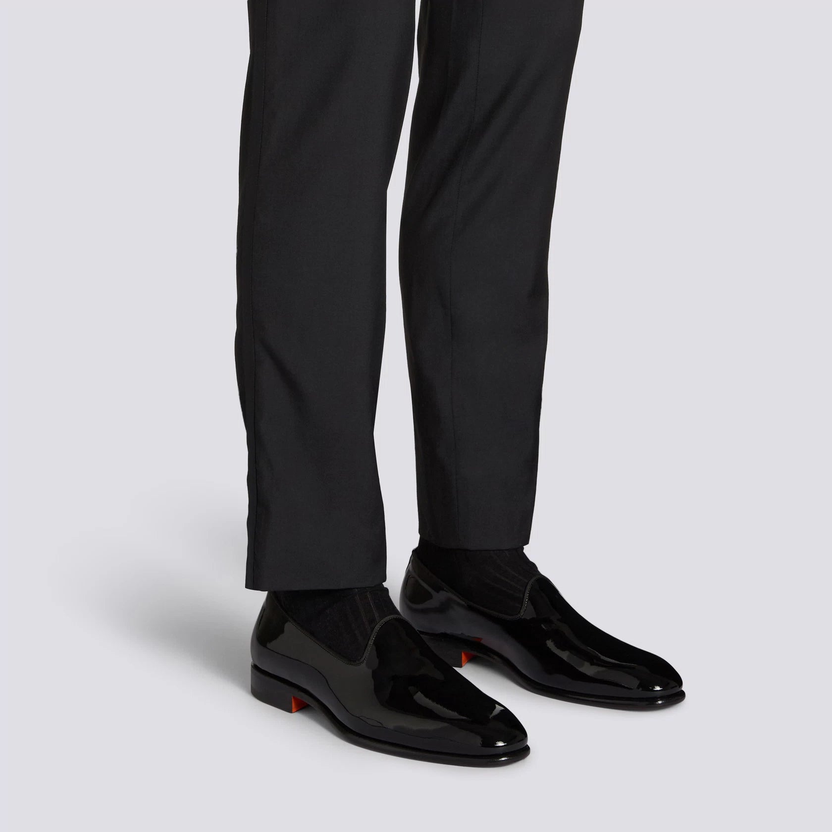 Men's black patent leather loafer