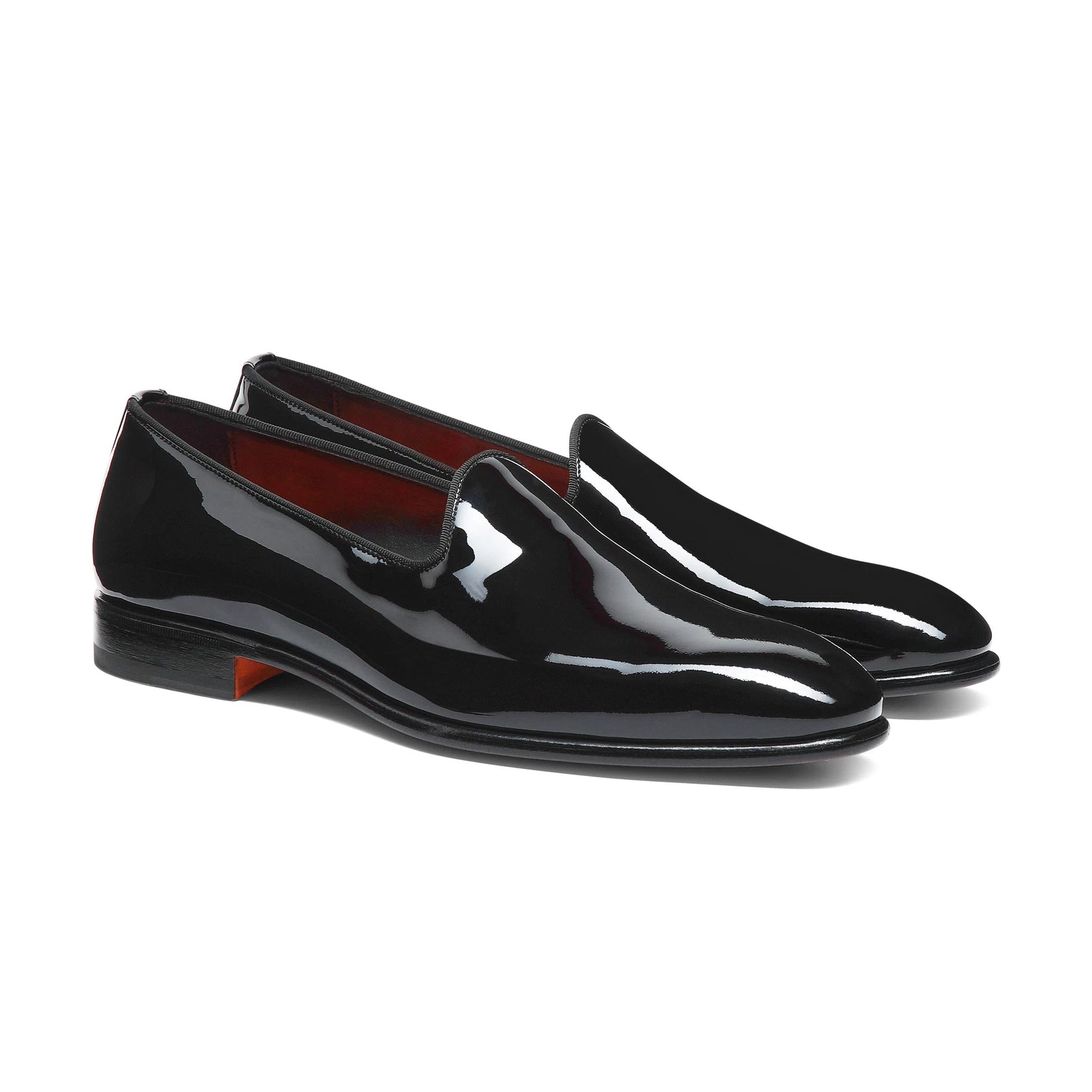 Men's black patent leather loafer