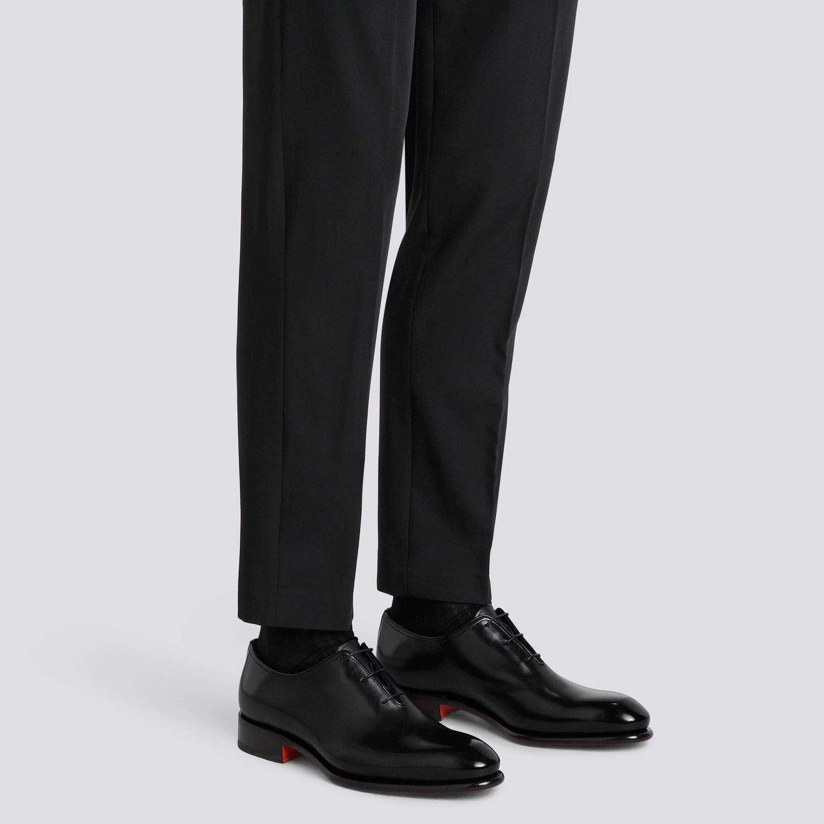 Men's polished black leather Oxford shoe