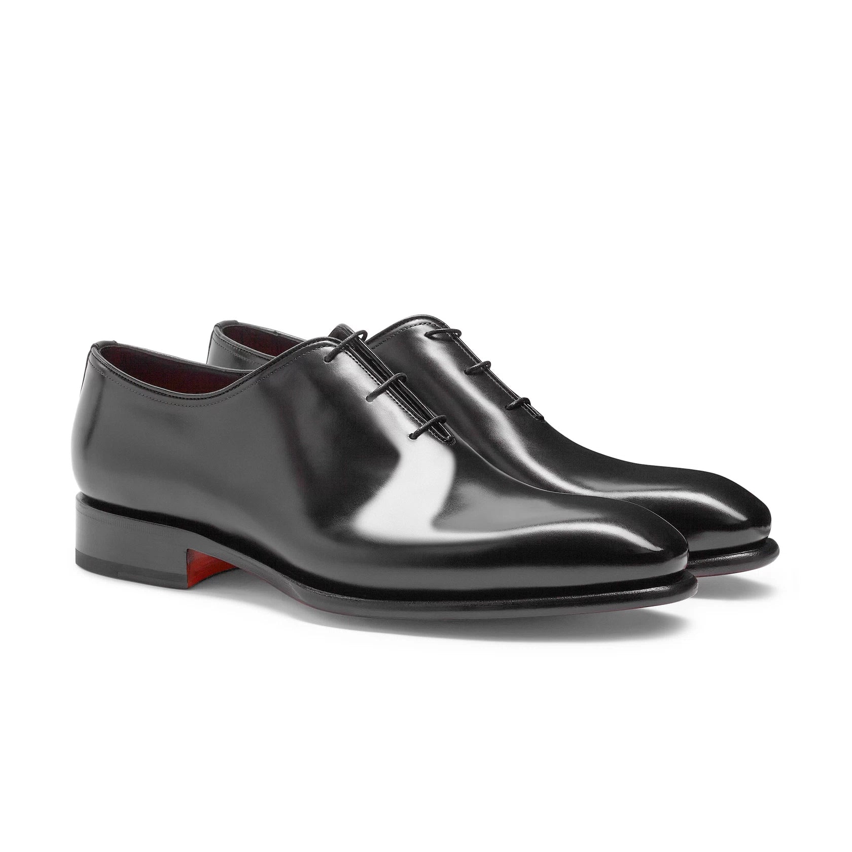 Men's polished black leather Oxford shoe