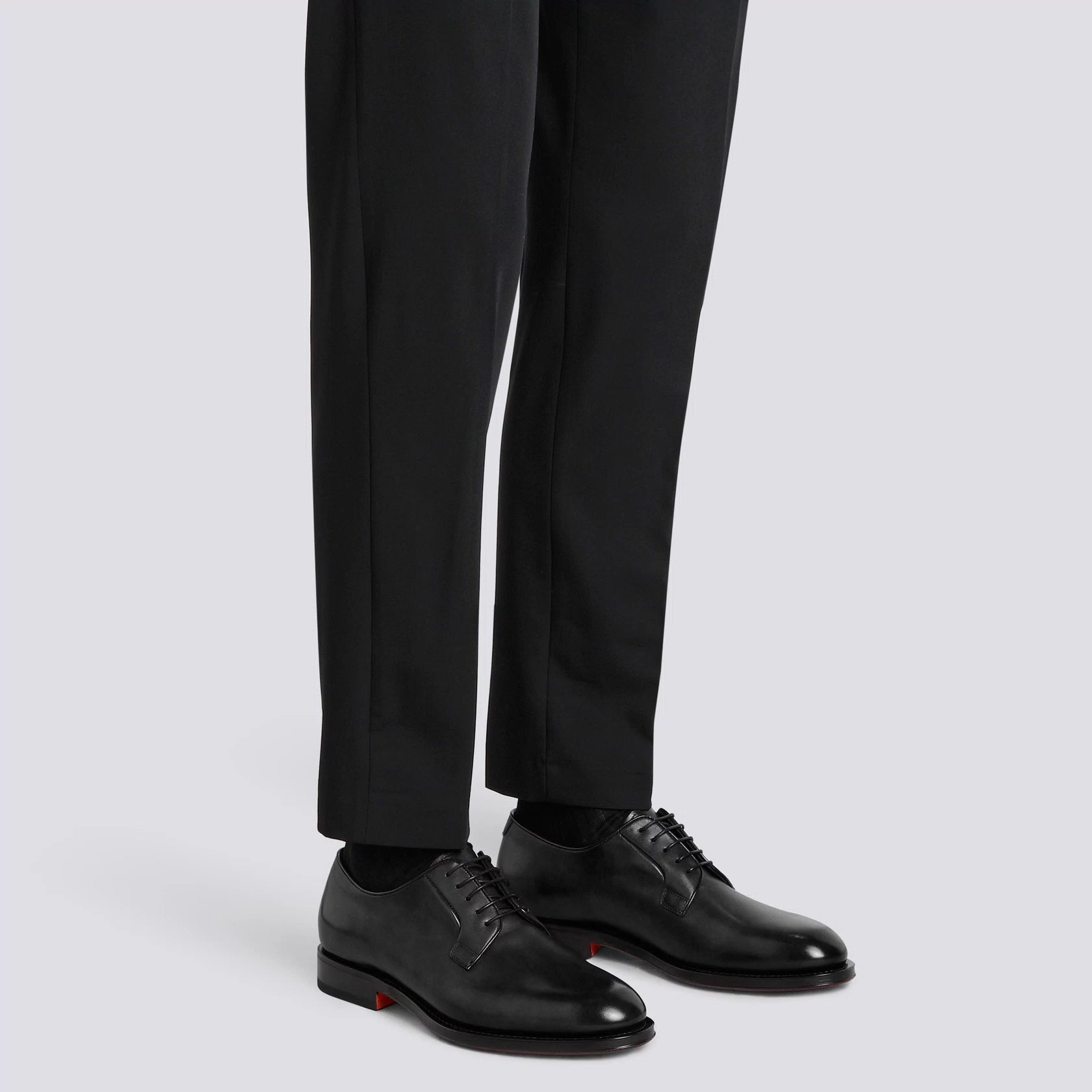 Men’s polished black leather Derby shoe