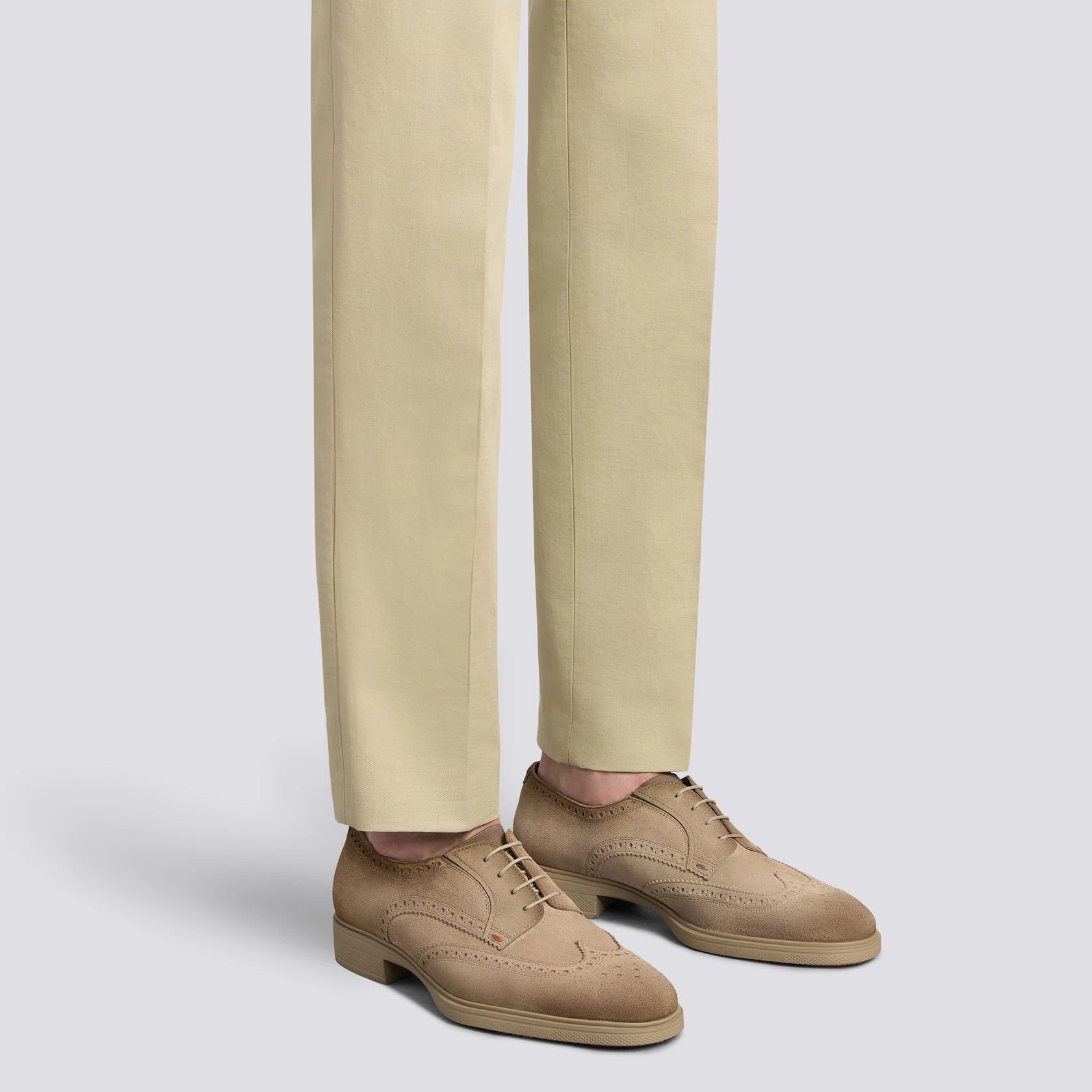 Men's beige suede Easy brogue lace-up