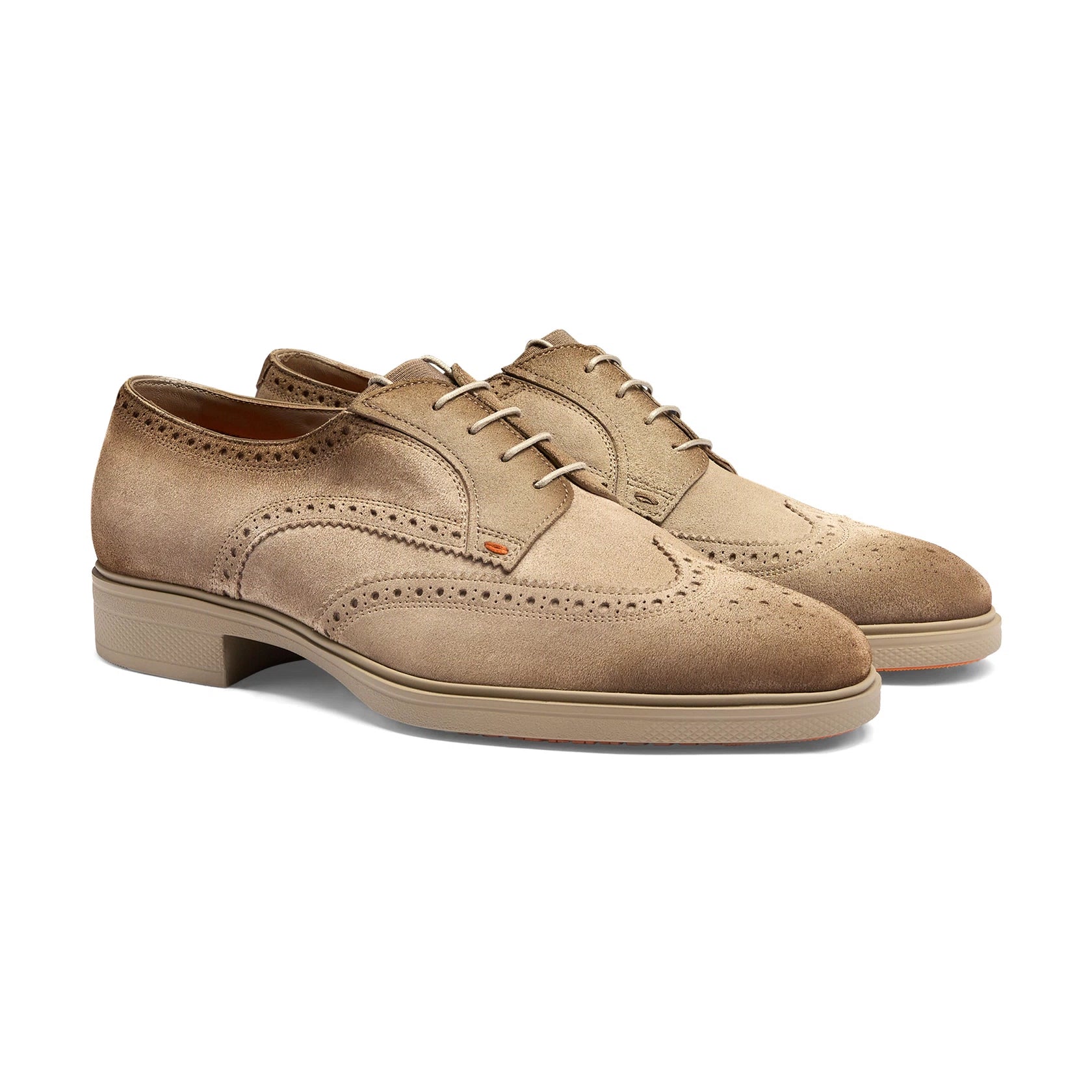 Men's beige suede Easy brogue lace-up