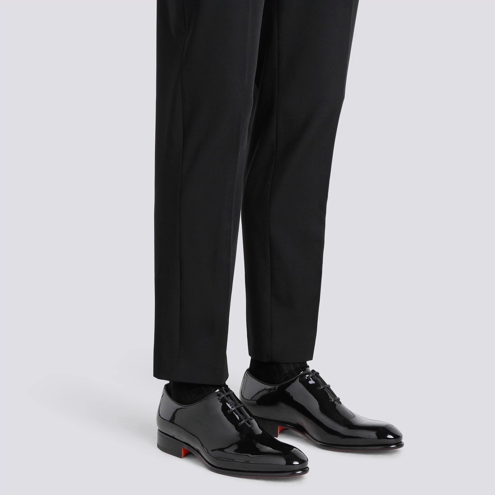 Men's black patent leather Oxford shoe