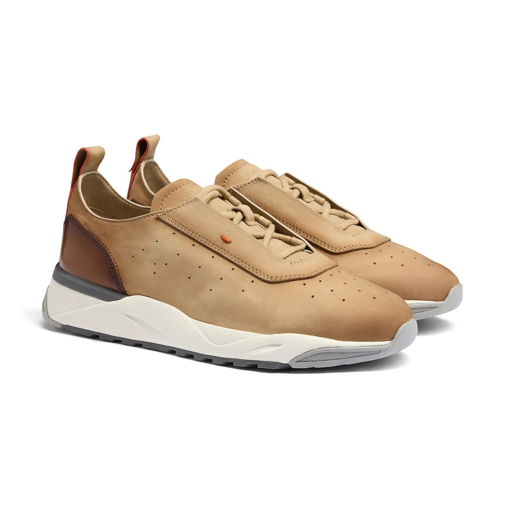 Men's light brown nubuck and leather sneaker