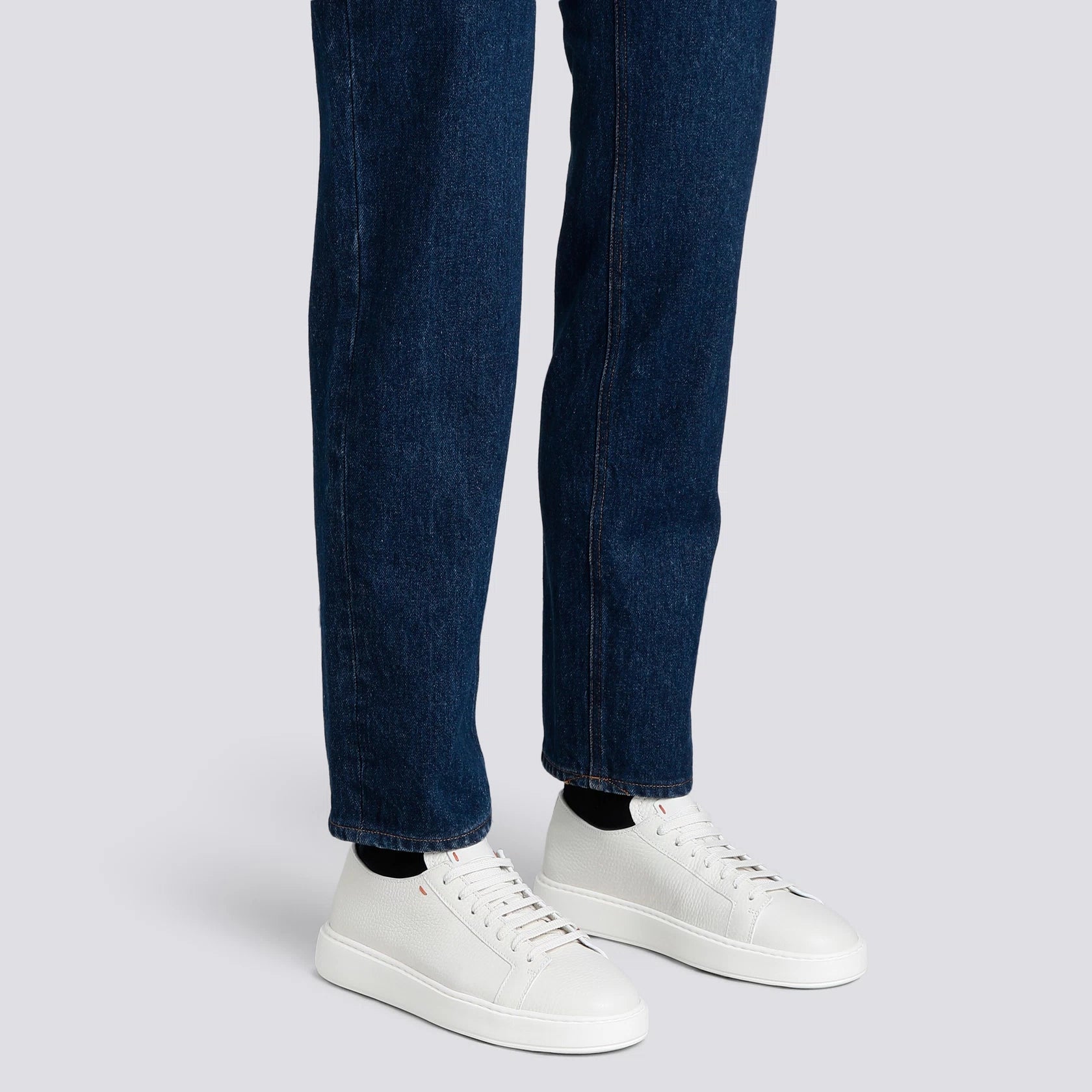 Men's white tumbled leather sneaker