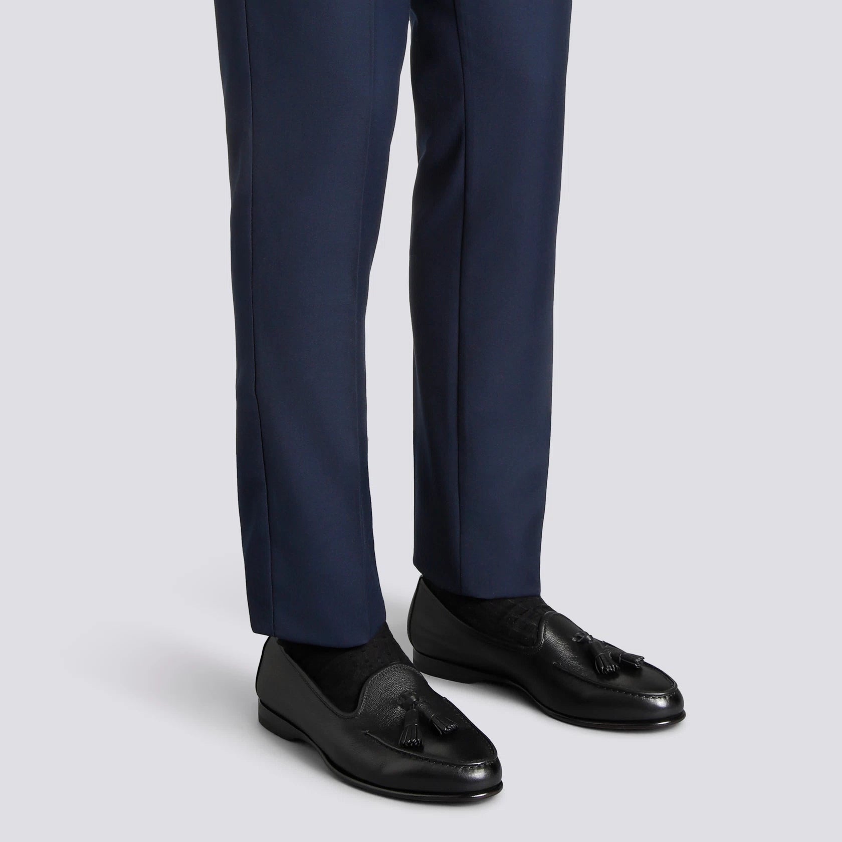 Men’s black leather Andrea tassel loafer