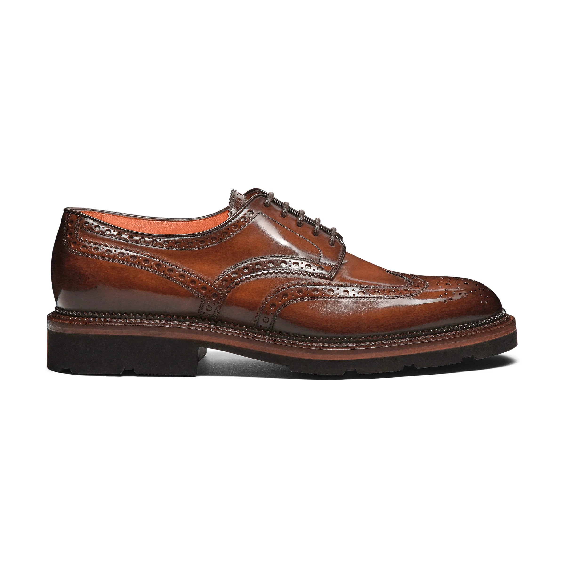 Men's brown leather Derby brogue shoe
