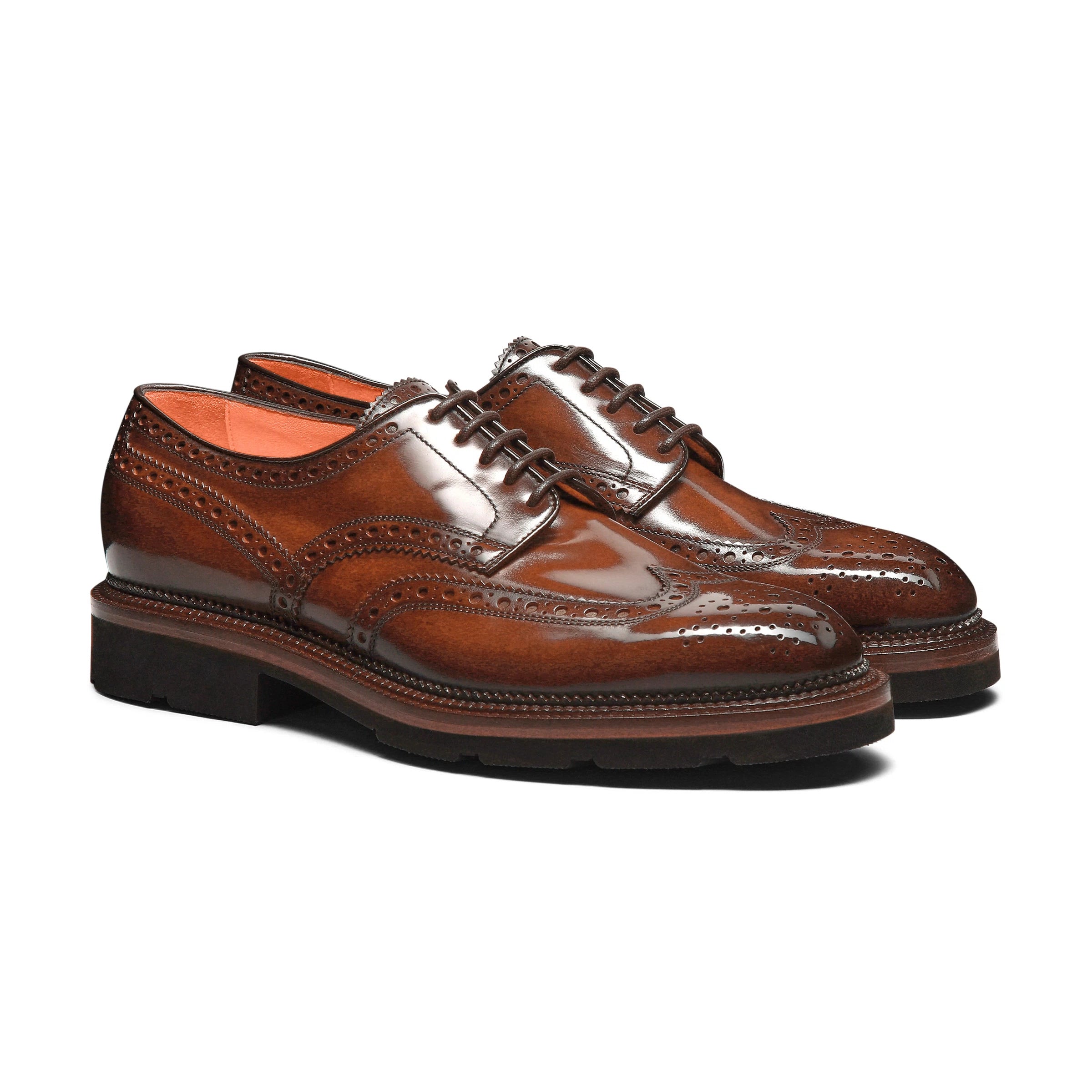 Men's brown leather Derby brogue shoe