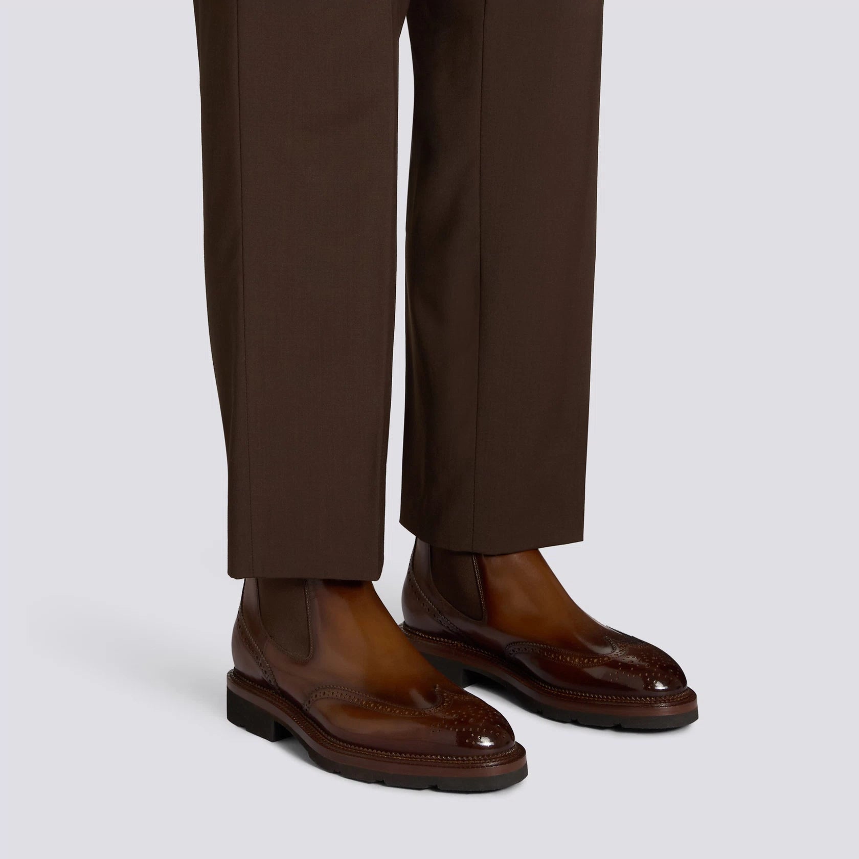 Men’s brown leather Chelsea brogue boot