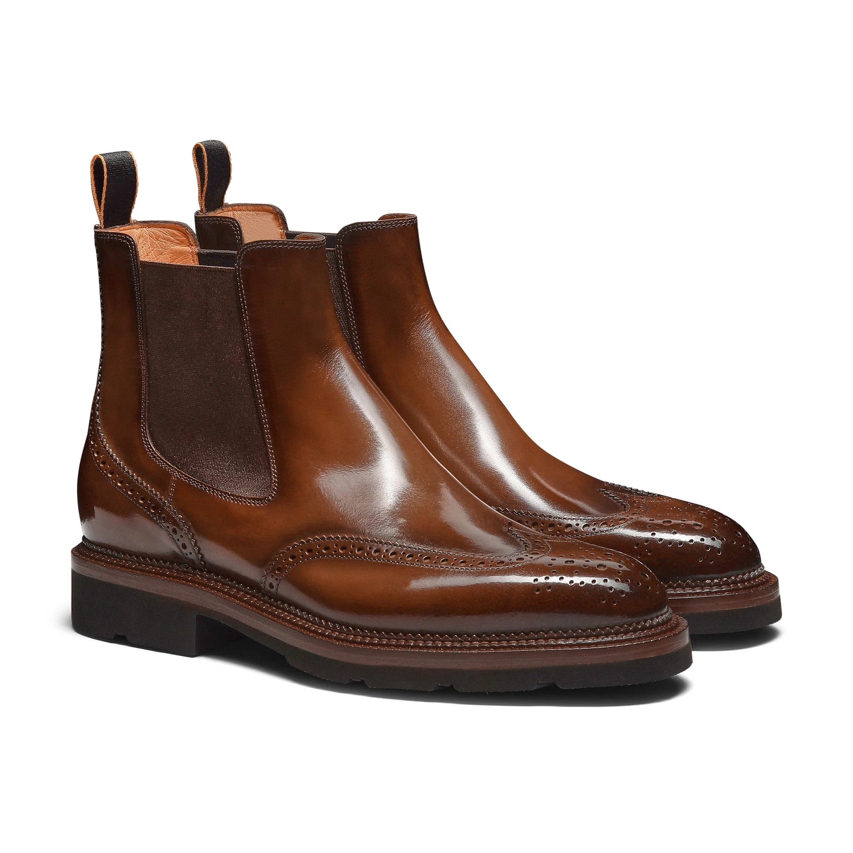 Men’s brown leather Chelsea brogue boot