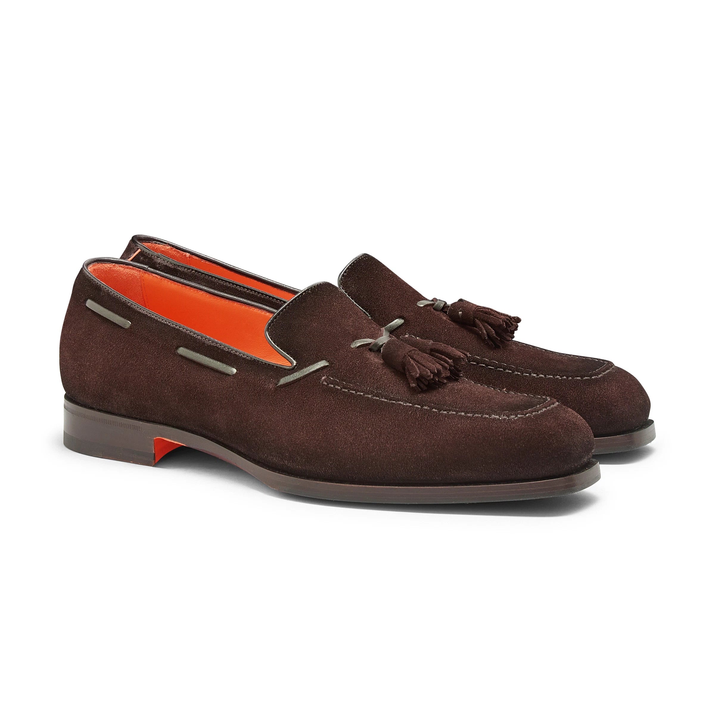 Men’s dark brown suede and leather tassel loafer
