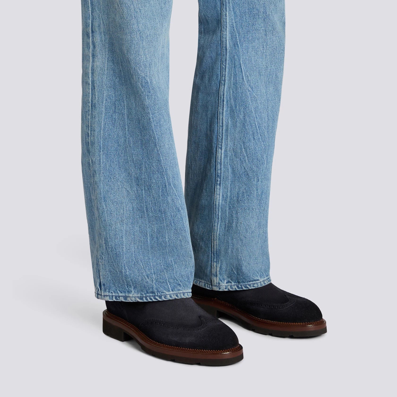 Men’s blue suede Chelsea brogue boot