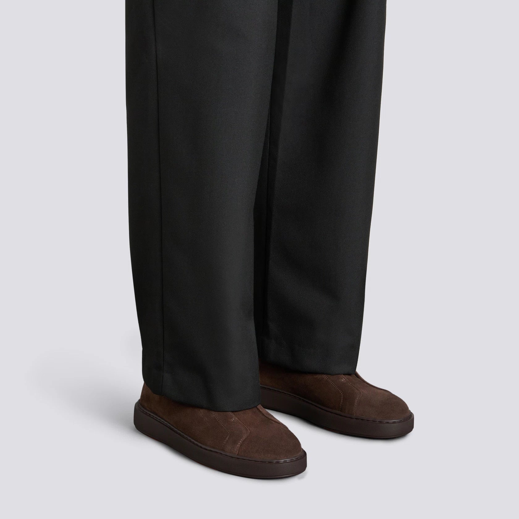 Men's dark brown suede slip-on sneaker