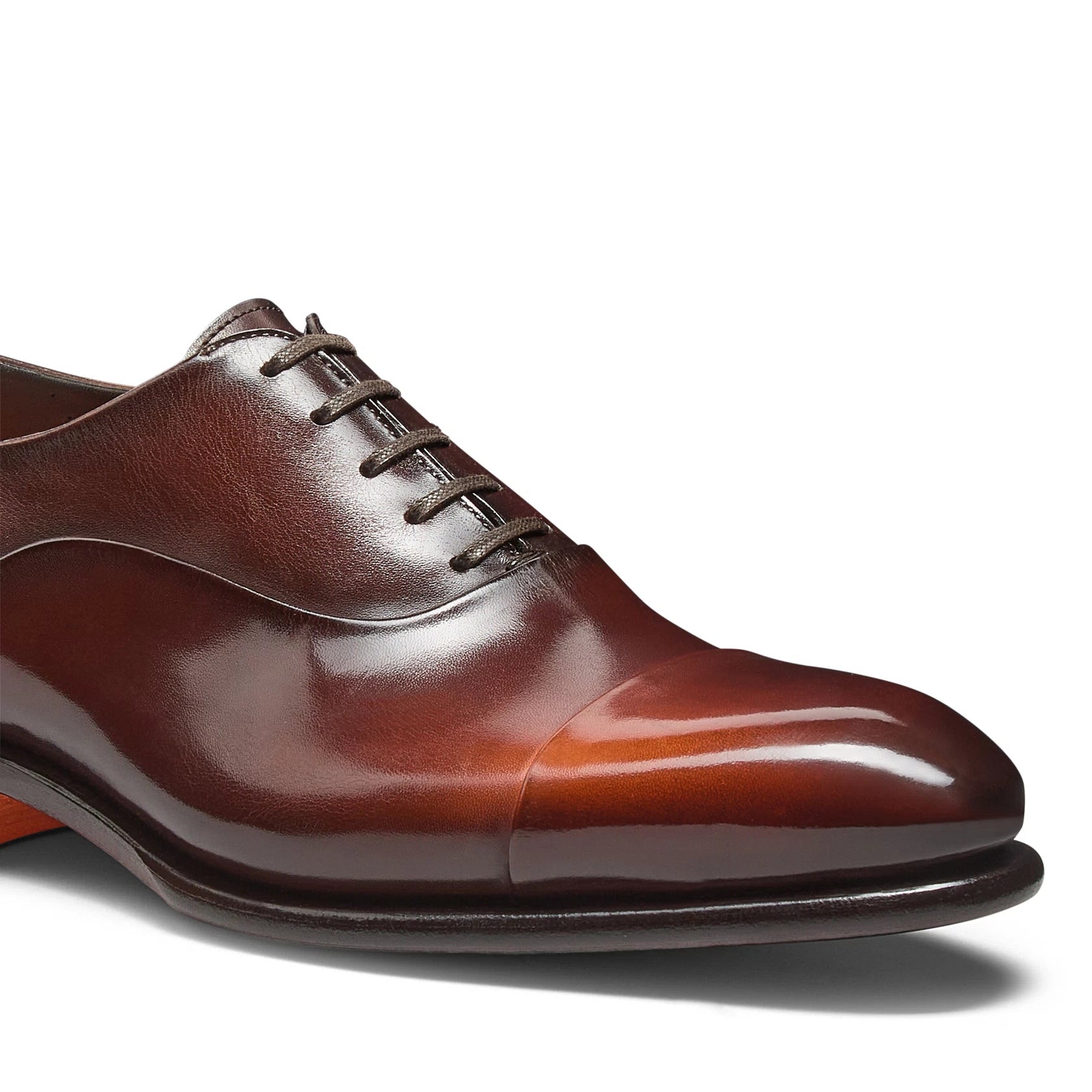 Men's orange leather Oxford shoe