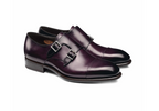 Men's purple leather double-buckle shoe