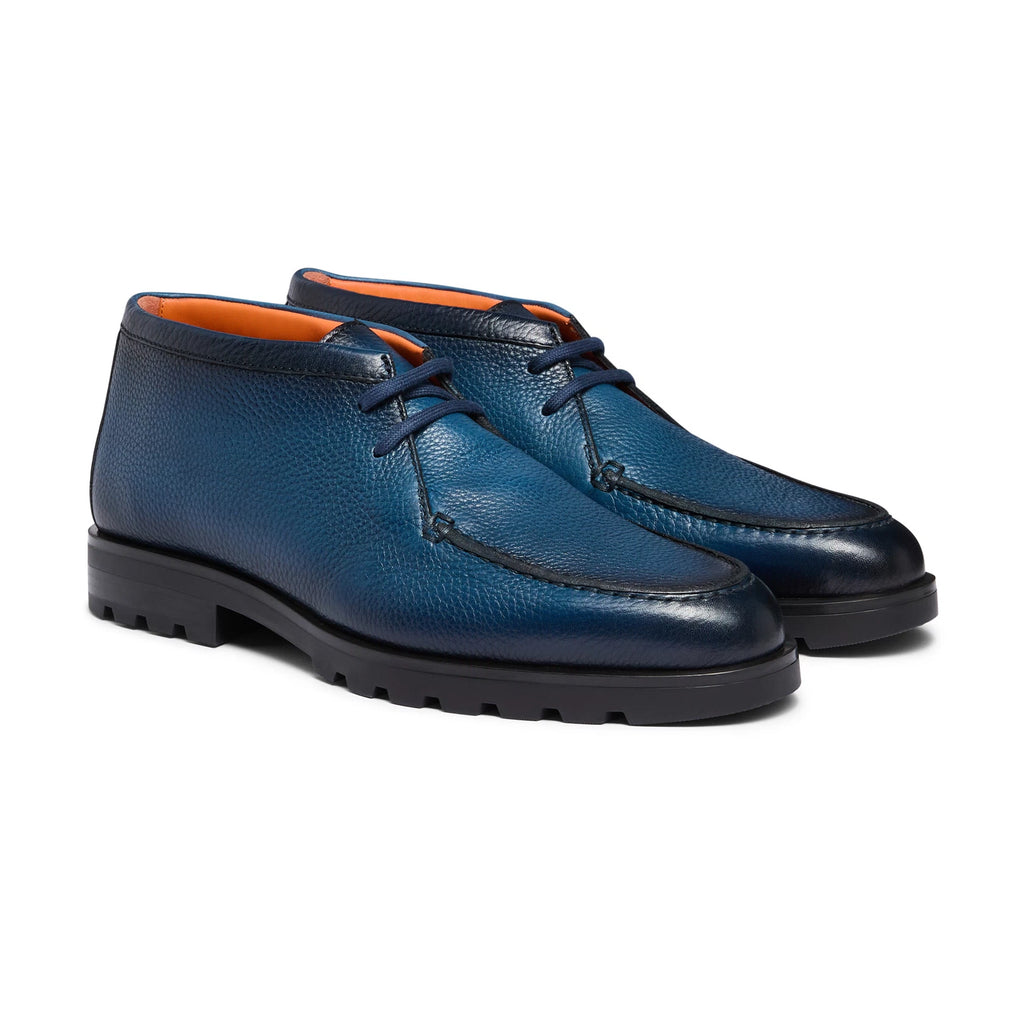 Men's blue suede and leather slip-on sneaker