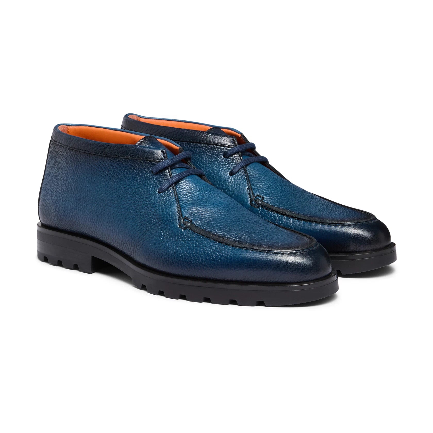 Men's blue suede and leather slip-on sneaker