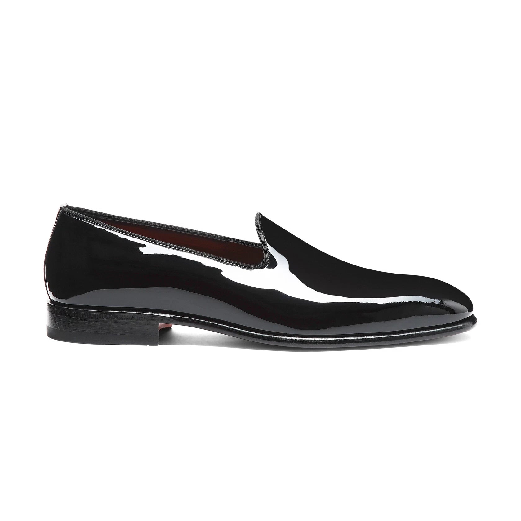 Men's black patent leather loafer