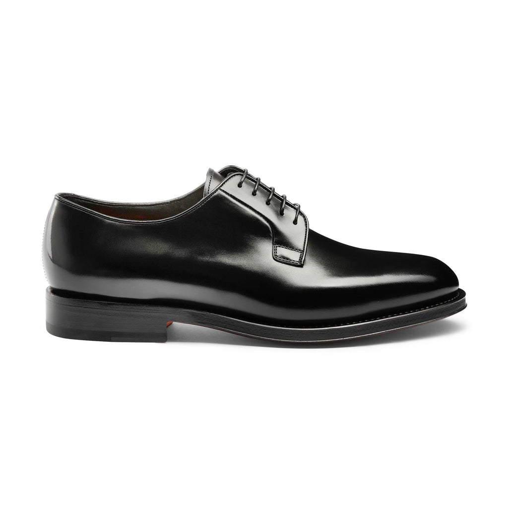 Men’s polished black leather Derby shoe