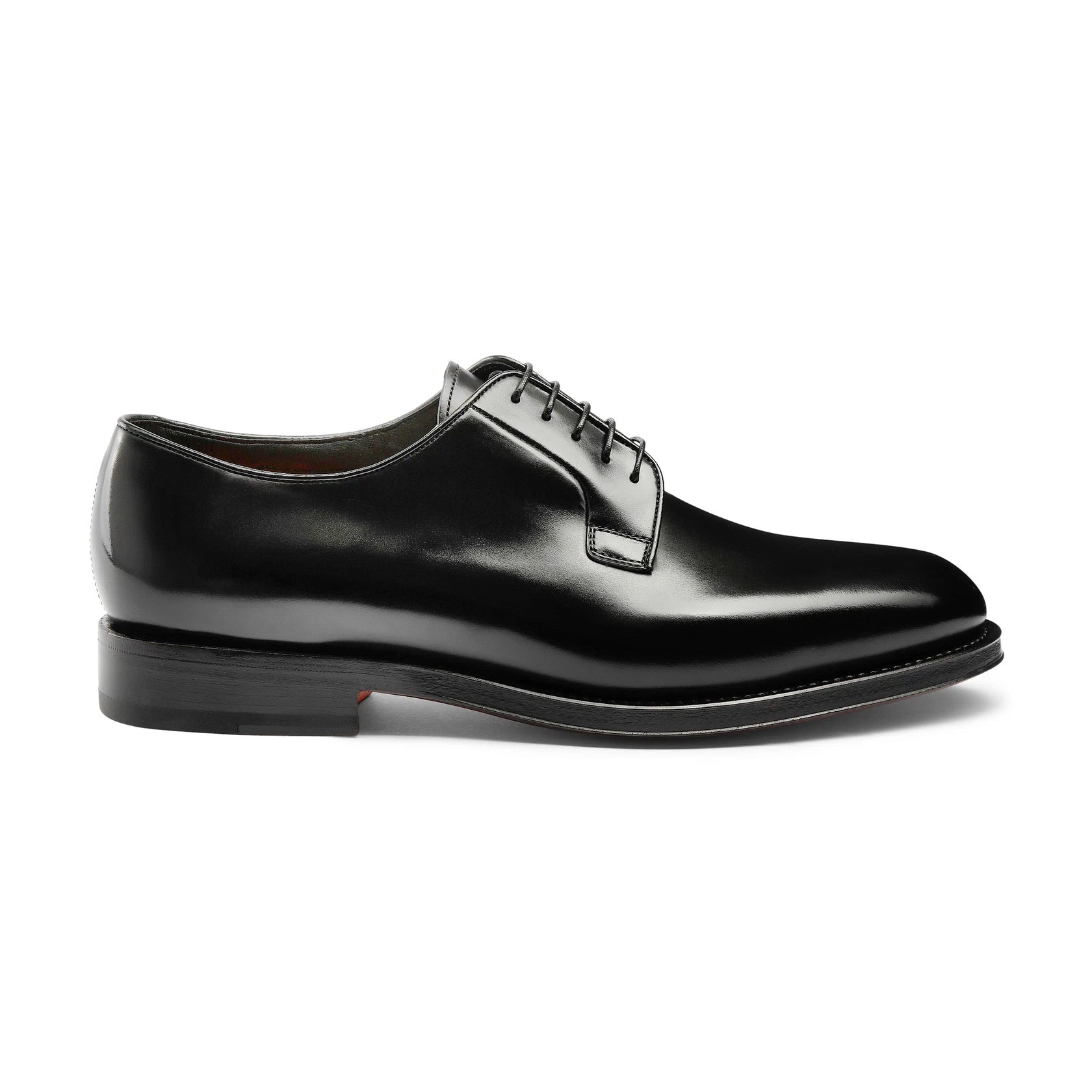 Men’s polished black leather Derby shoe