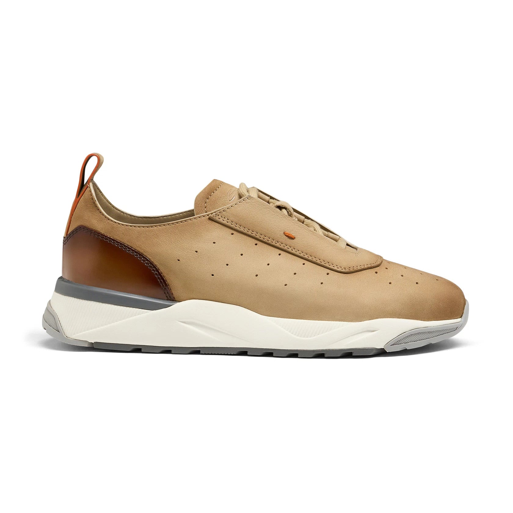 Men's light brown nubuck and leather sneaker