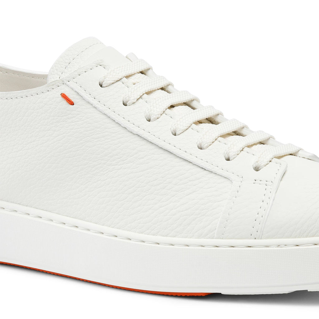 Men's white tumbled leather sneaker