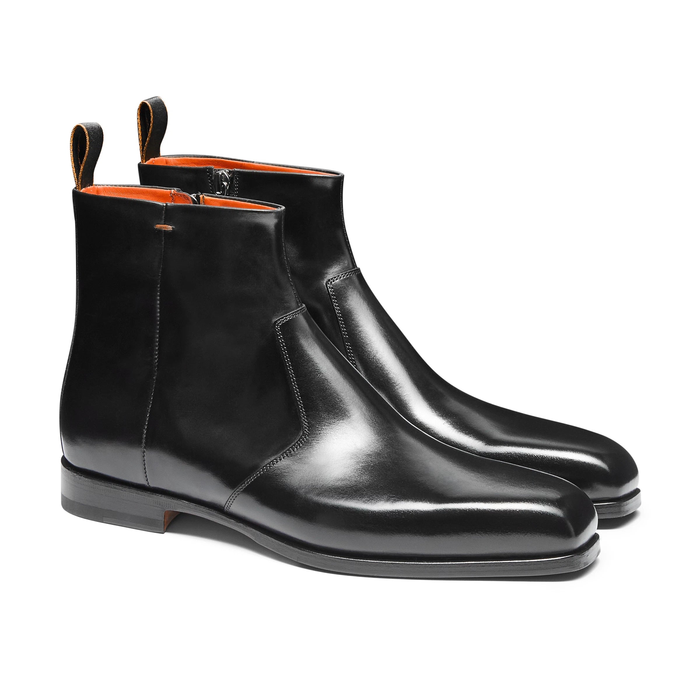 Men's black leather ankle boot