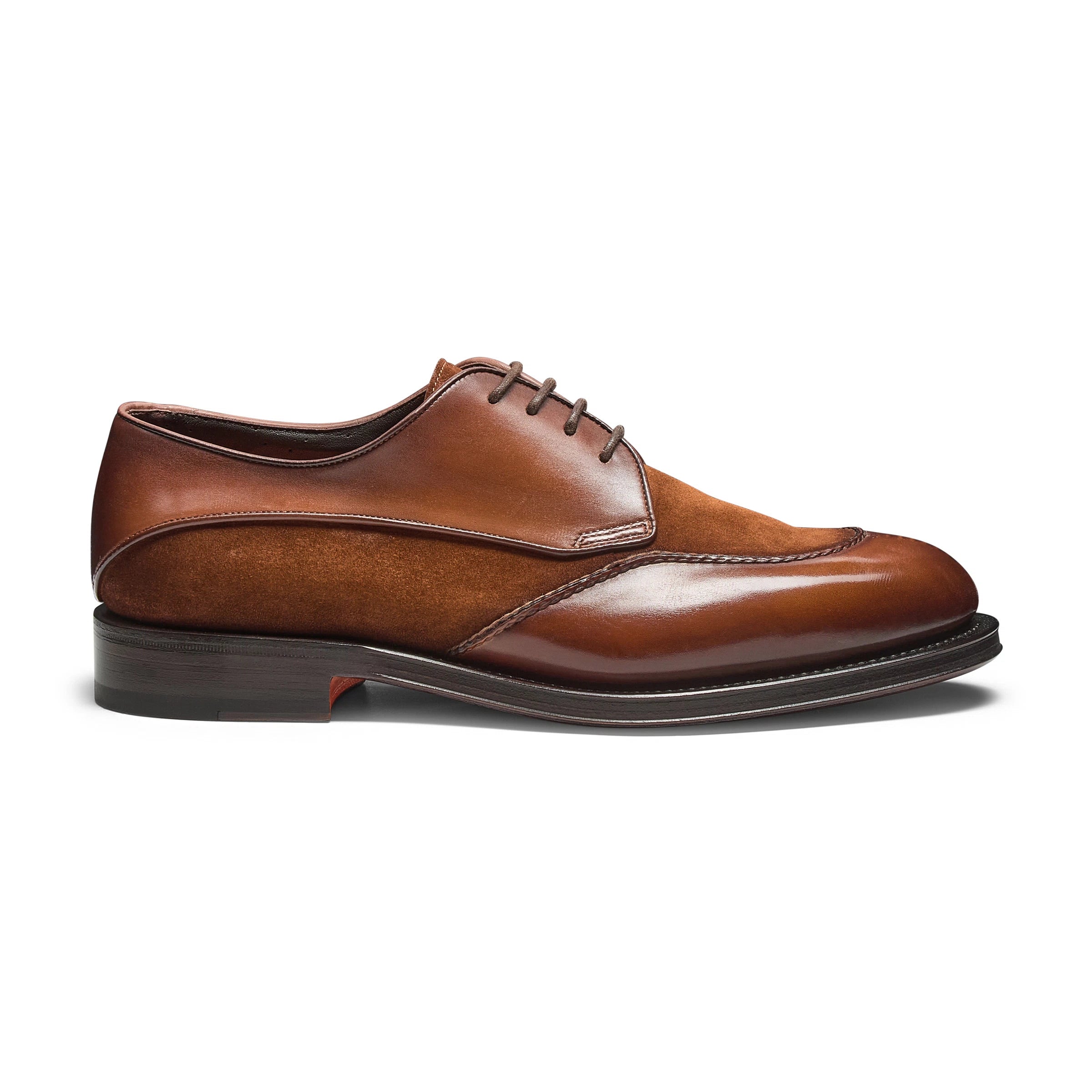 Men’s light brown leather and suede Derby shoe