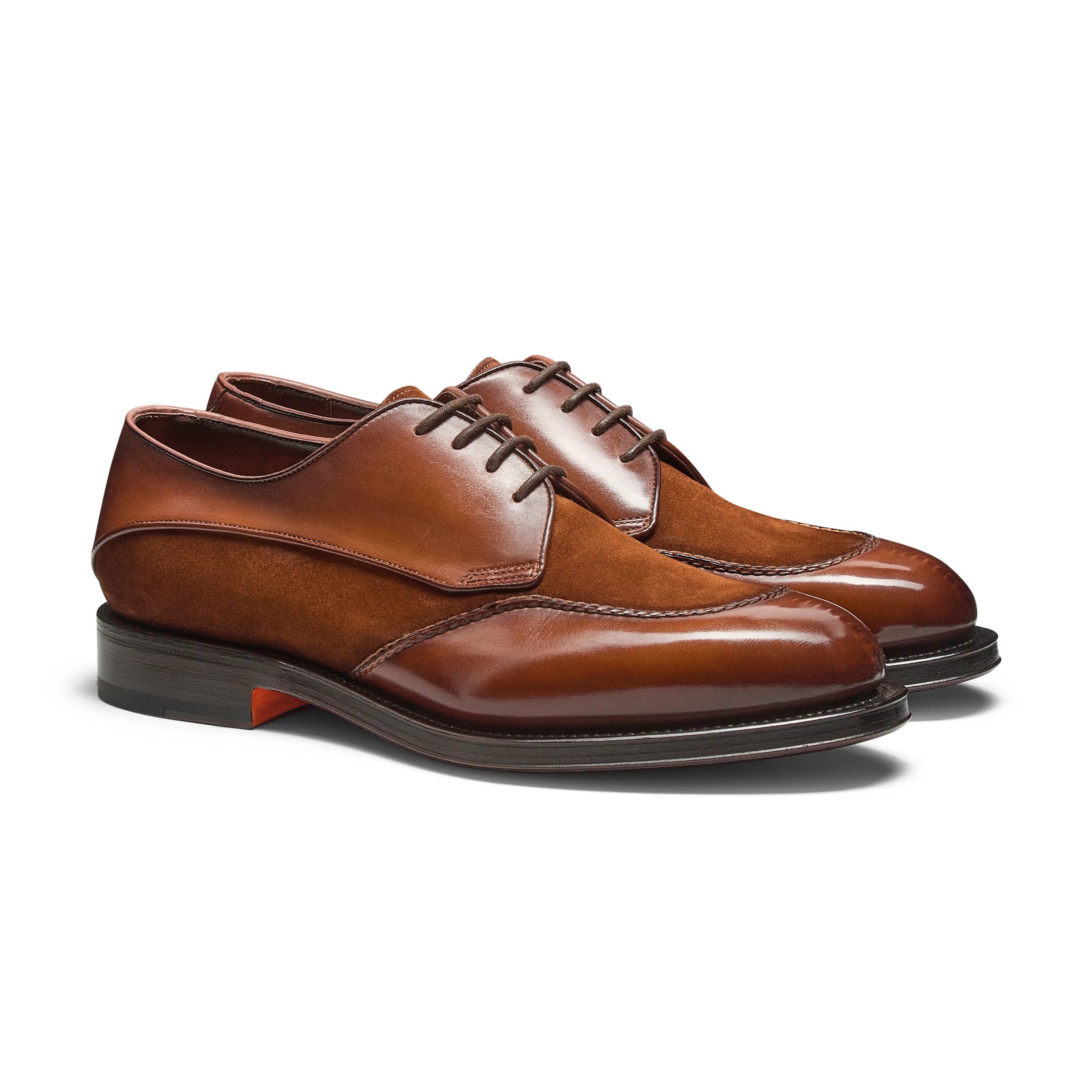 Men’s light brown leather and suede Derby shoe