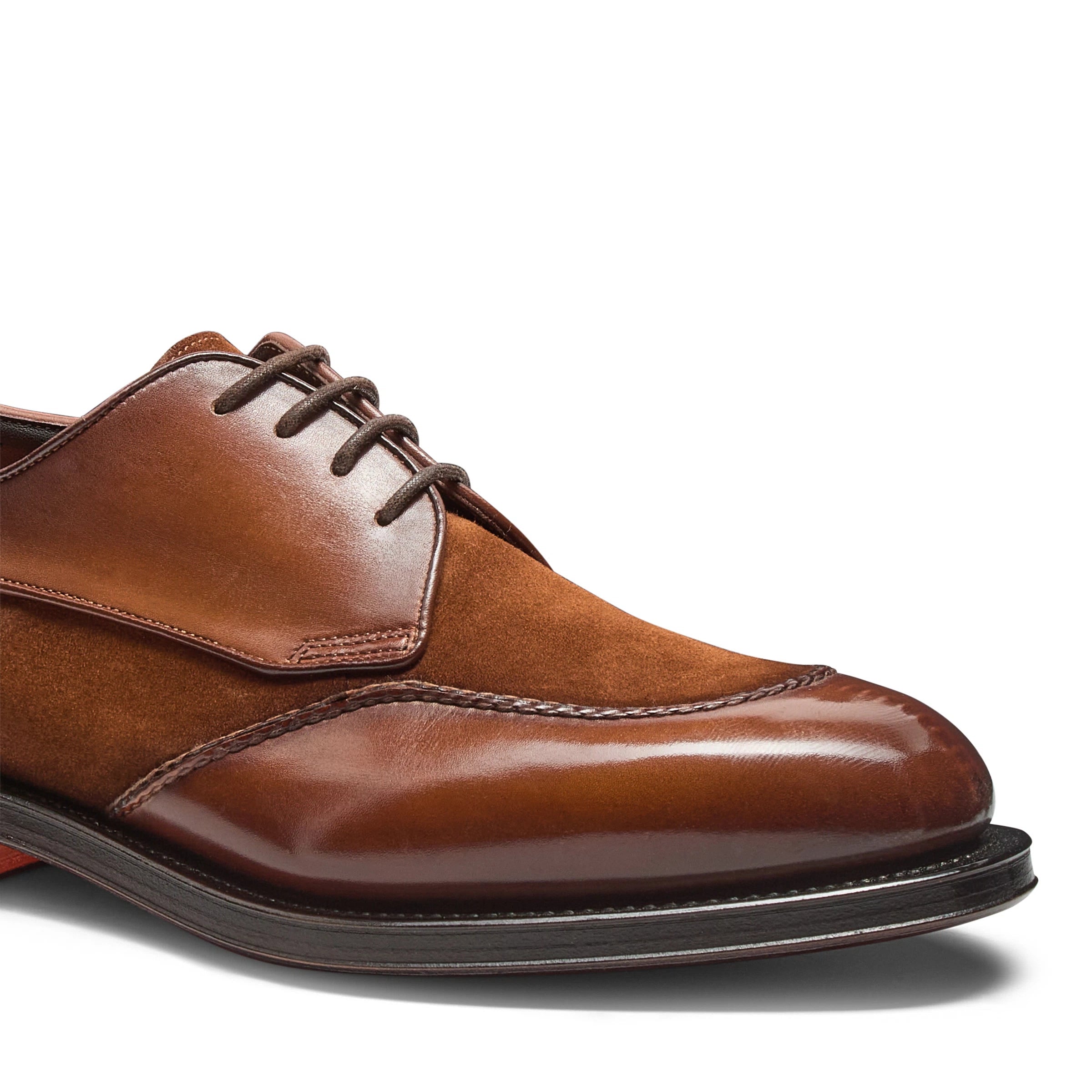 Men’s light brown leather and suede Derby shoe