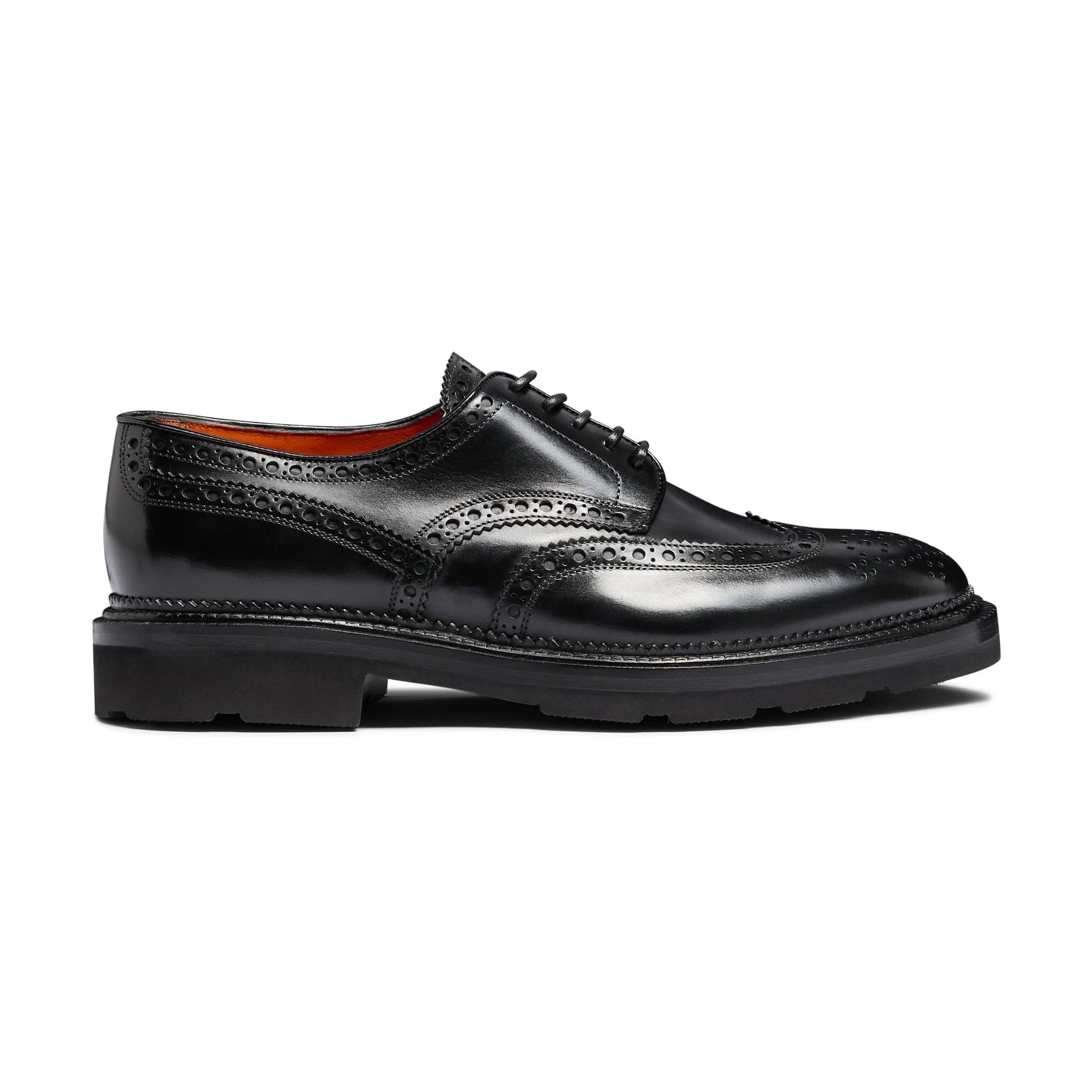Men's black leather Derby brogue shoe