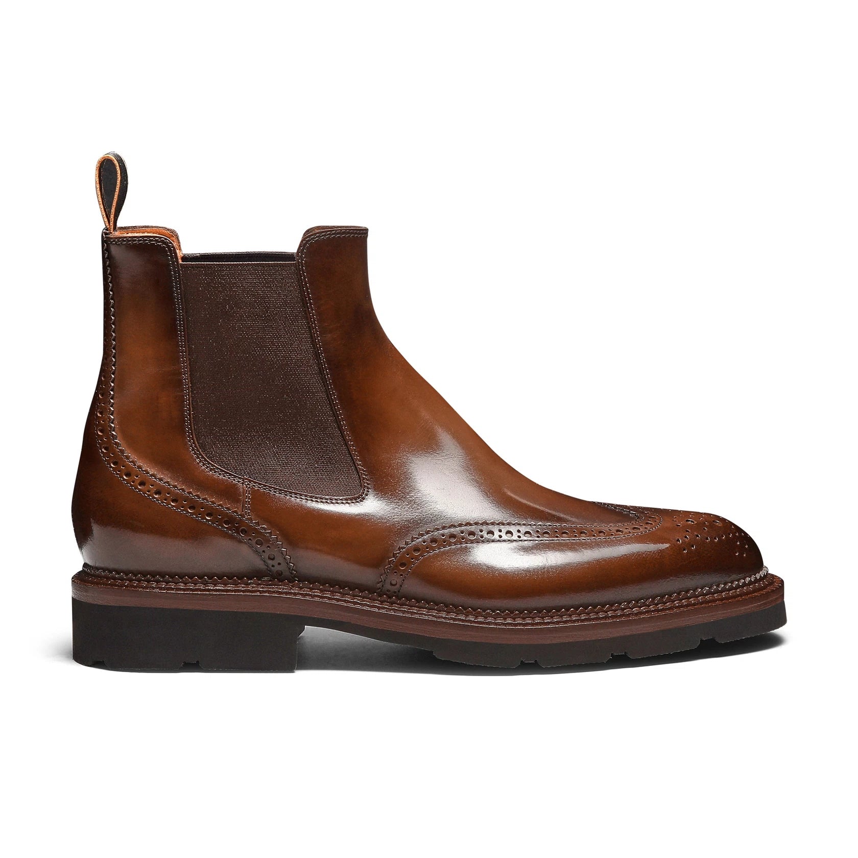 Men’s brown leather Chelsea brogue boot