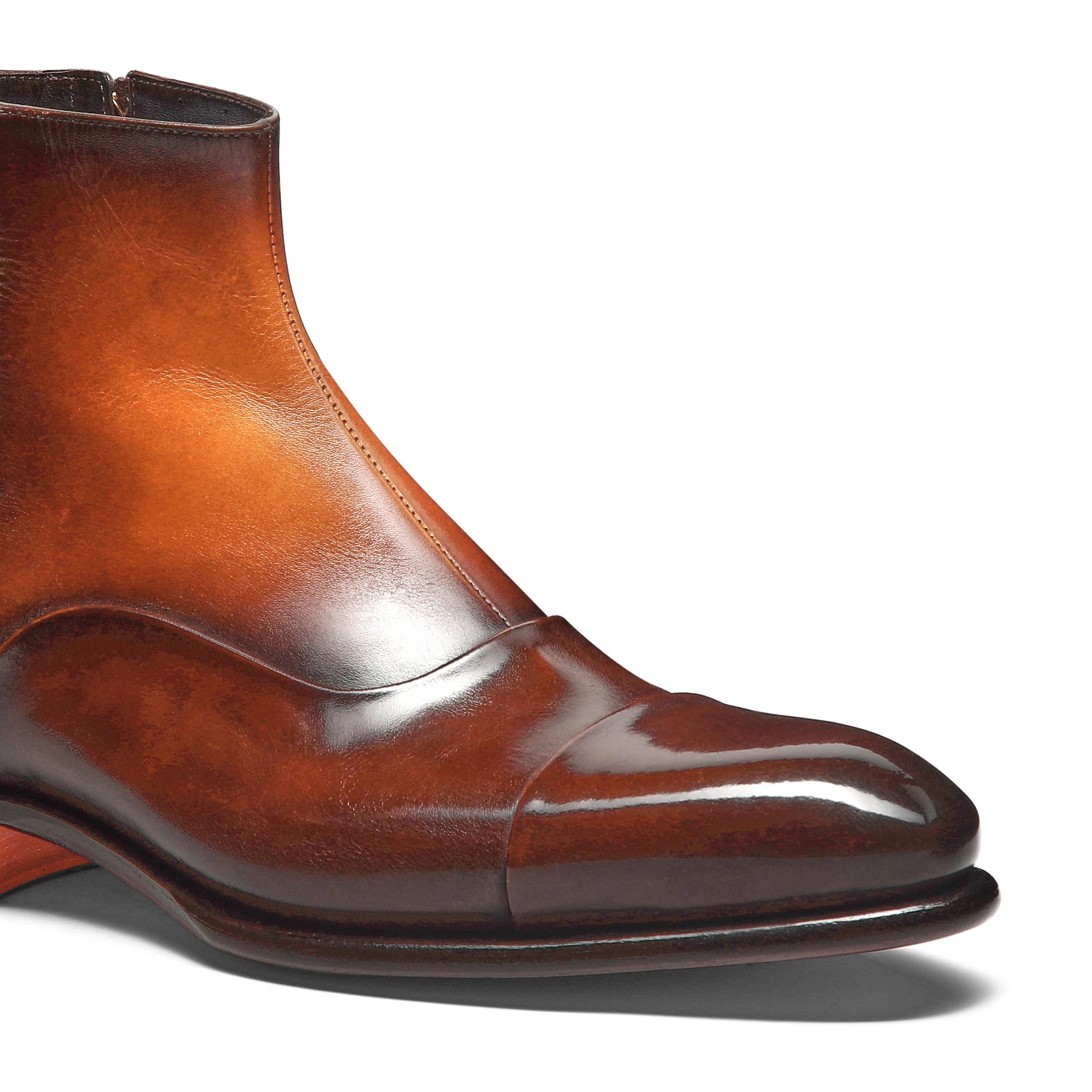 Men's orange leather ankle boot