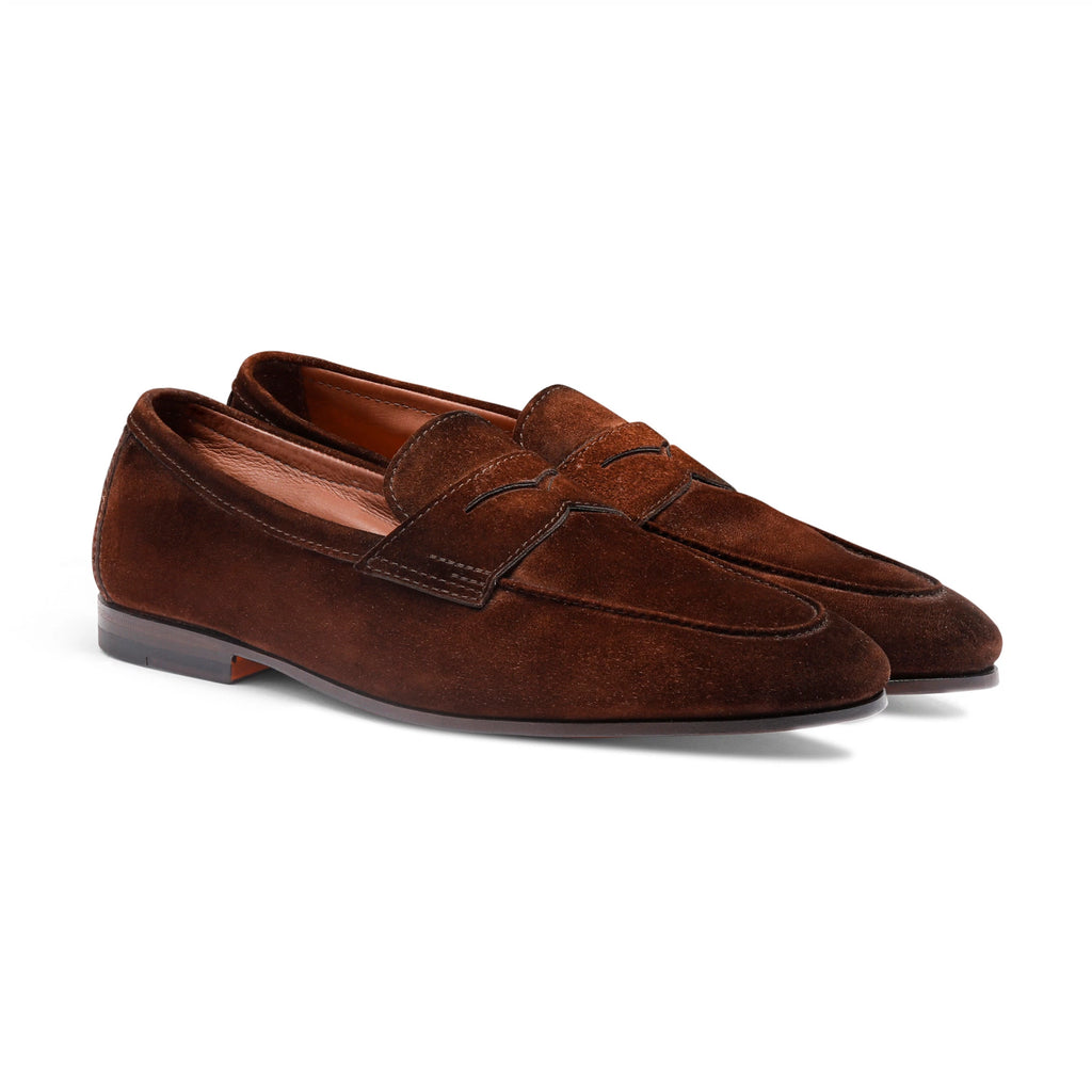 Men's dark brown suede Carlo penny loafer
