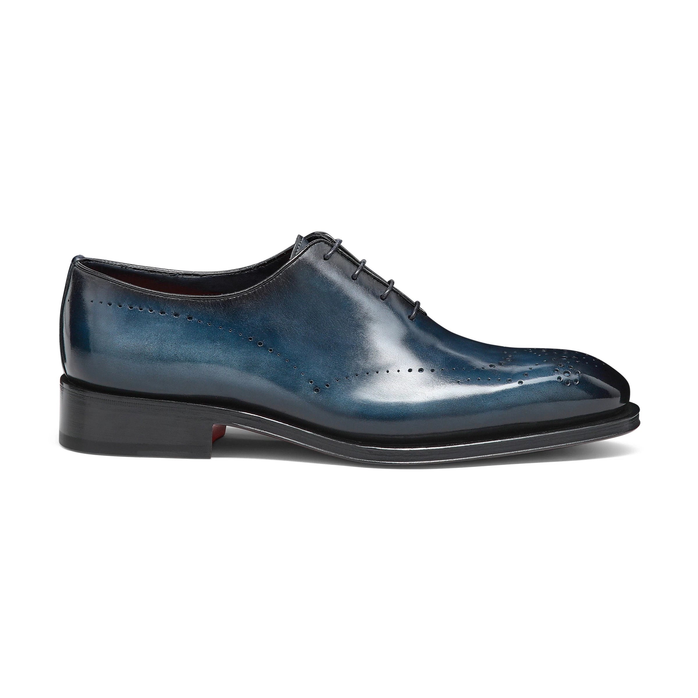 Men's blue leather Oxford brogue shoe