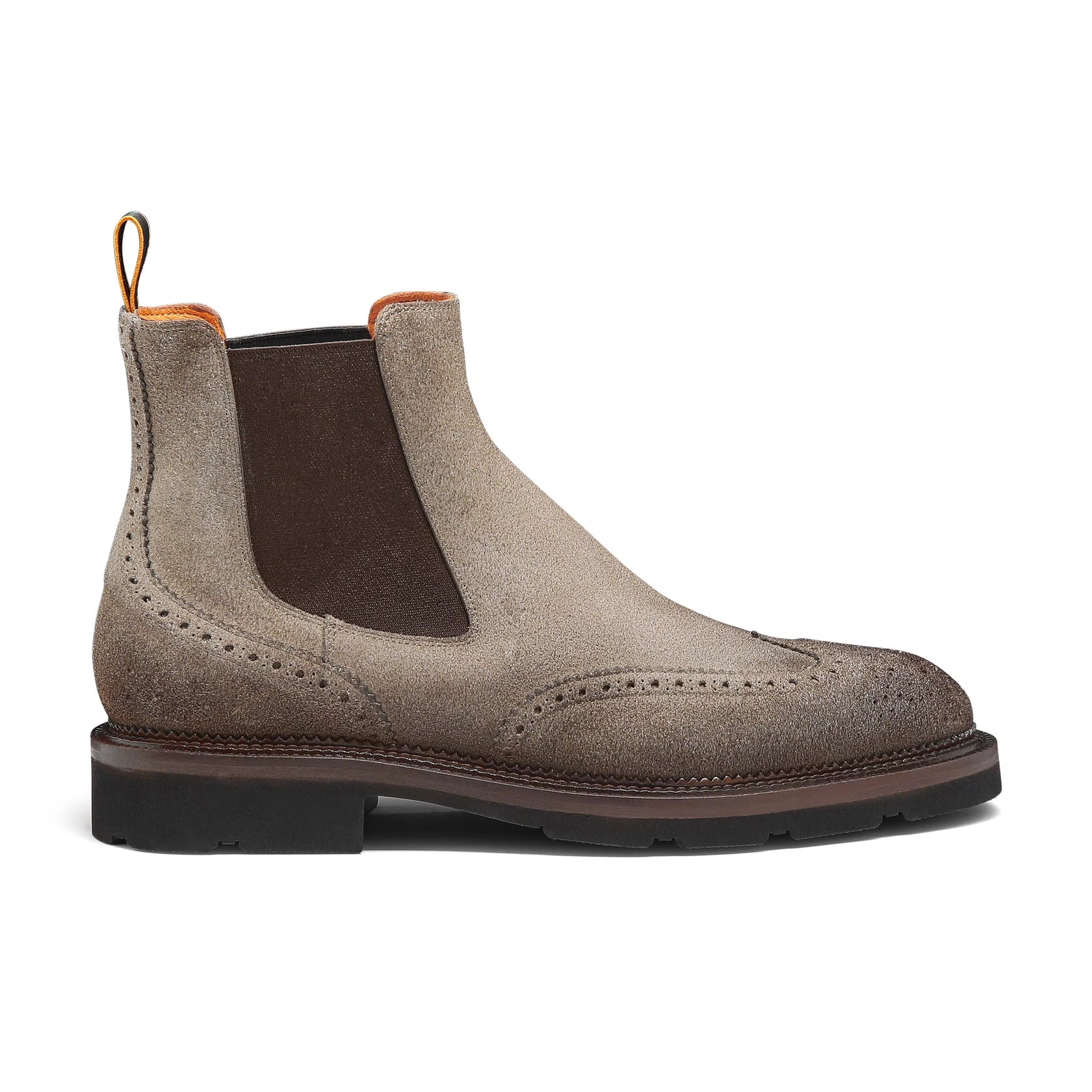 Men’s natural suede Chelsea brogue boot