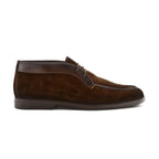 Men's dark brown suede and leather desert boot
