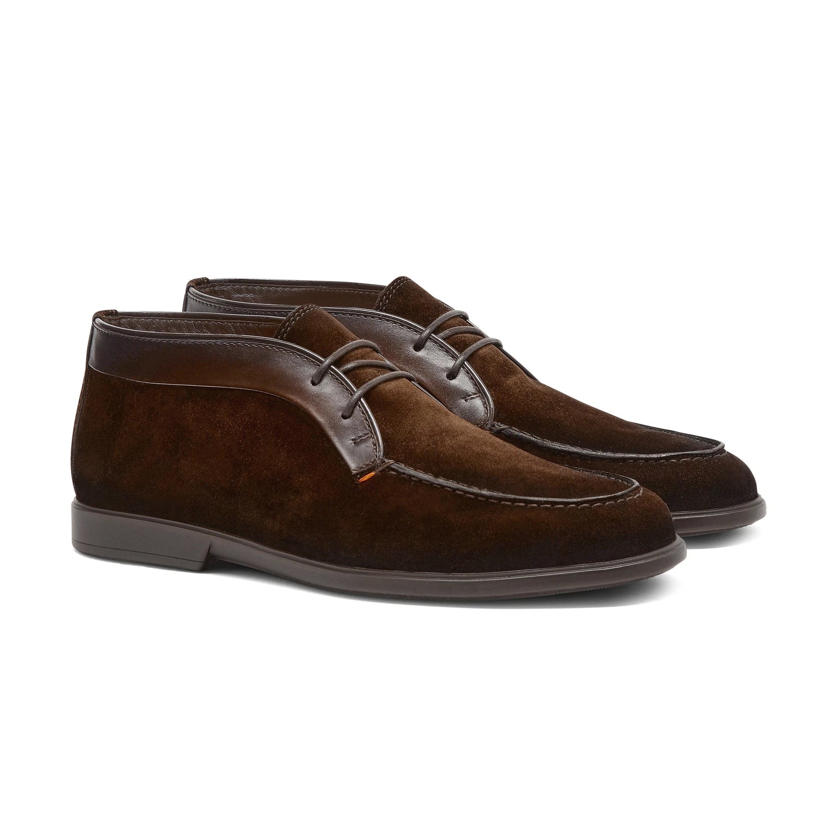 Men's dark brown suede and leather desert boot